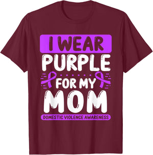 Mom Purple Ribbon Mother´s Day Domestic Violence Awareness T-Shirt - T-Shirt | Maroon