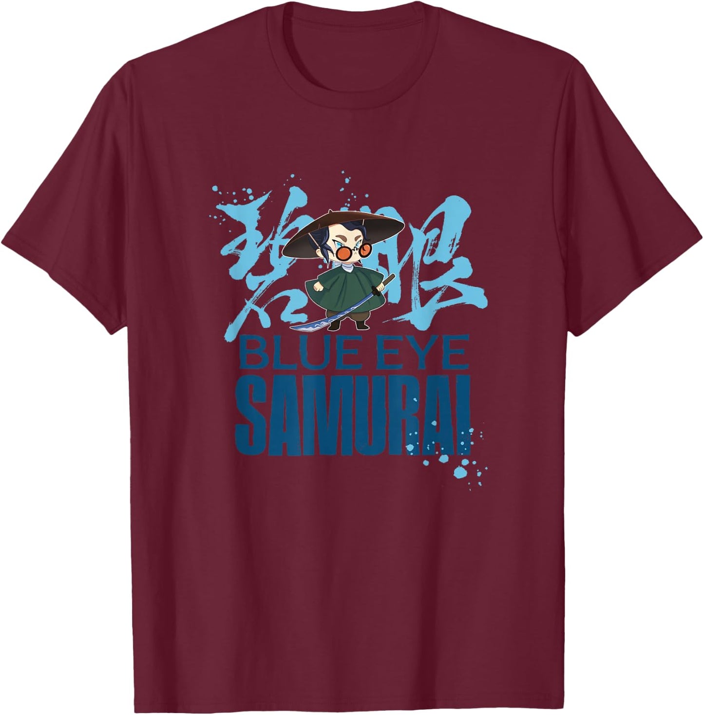 Netflix Blue Eye Samurai Chibi Mizu Kanji Portrait T-Shirt - T-Shirt | Maroon