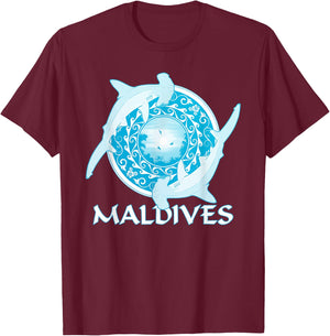 Hammerhead Shark Republic of the Maldives Diving T-Shirt - T-Shirt | Maroon