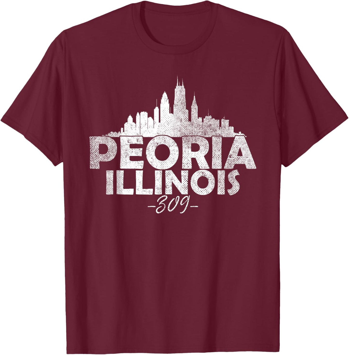 Peoria Illinois IL | Skyline T-Shirt - T-Shirt | Maroon