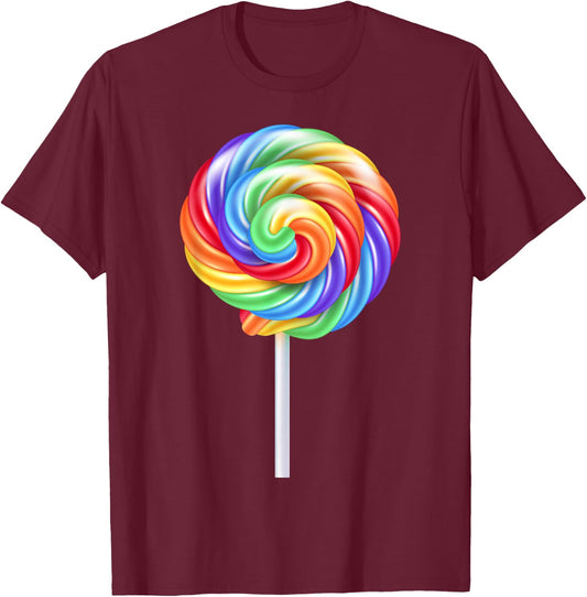 Lollipop Rainbow Sucker Candy Costume Halloween T-Shirt - T-Shirt | Maroon