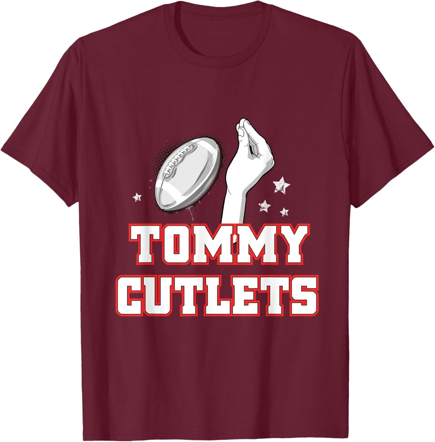 NY Italian Hand Gesture Tommy Cutlets Football Quarterback T-Shirt - T-Shirt | Maroon