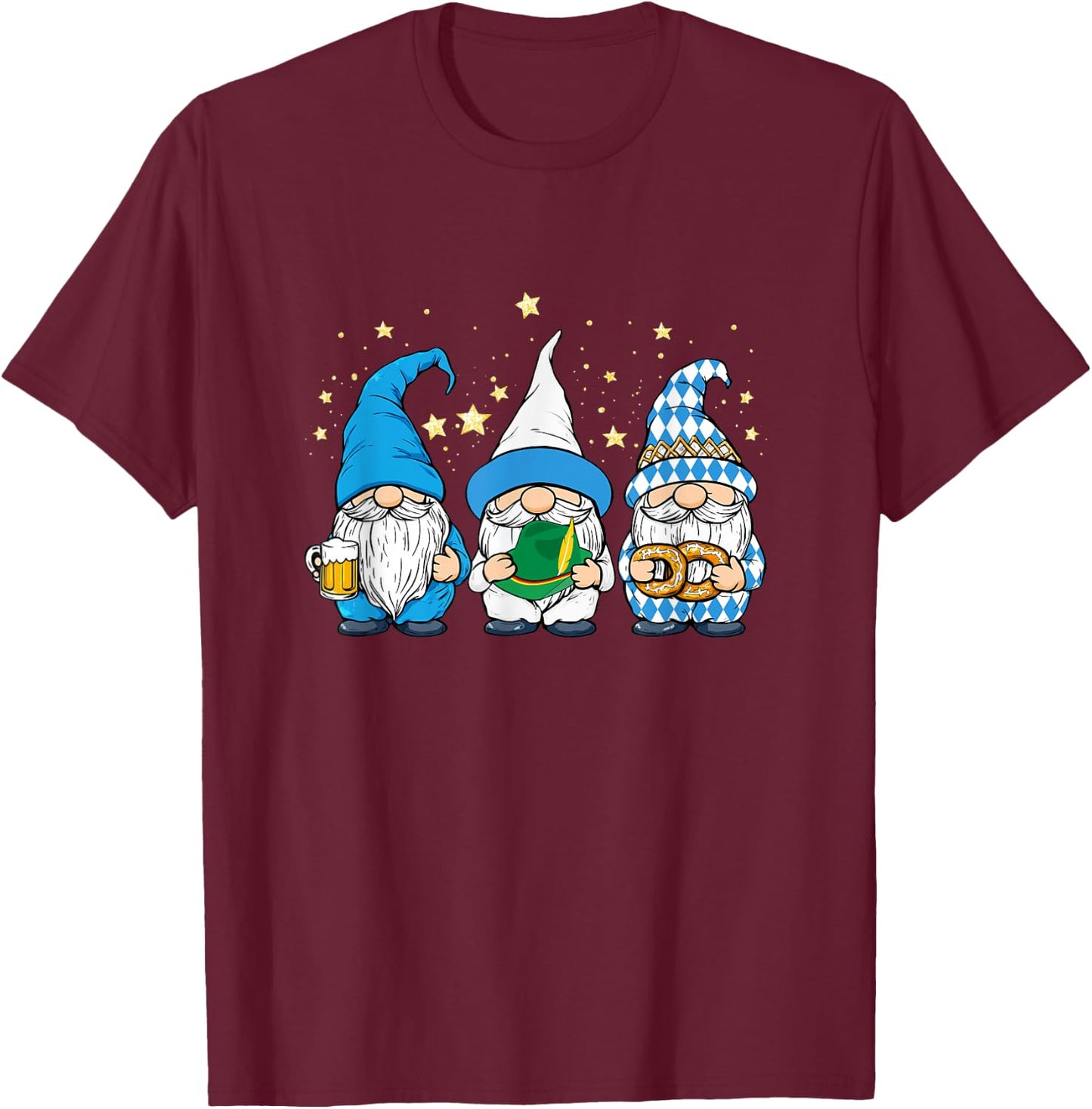 Bavarian Gnomes Octoberfest German Oktoberfest Men Women T-Shirt - T-Shirt | Maroon