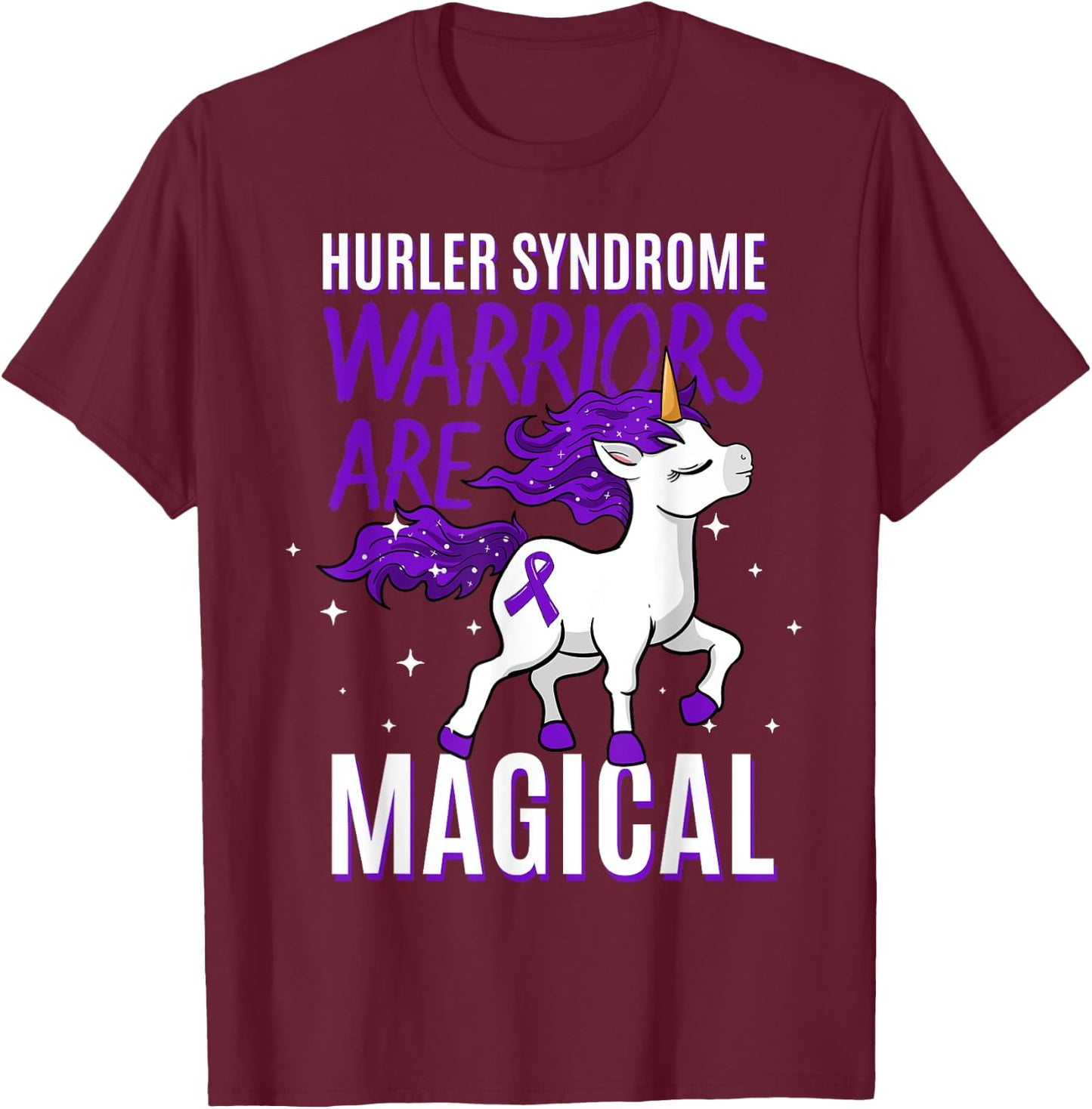 Hurler Syndrome Warrior Awareness Unicorn MPS-IH Patient T-Shirt - T-Shirt | Maroon