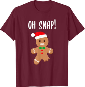 Funny Christmas Gingerbread Man Oh Snap Outfit Pajama T-Shirt - T-Shirt | Maroon
