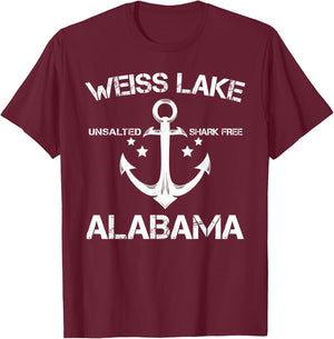 WEISS LAKE ALABAMA Funny Fishing Camping Summer Gift Men Women Kids T-Shirt - T-Shirt | Maroon