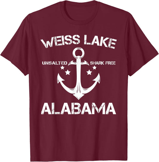 WEISS LAKE ALABAMA Funny Fishing Camping Summer Gift Men Women Kids T-Shirt - T-Shirt | Maroon