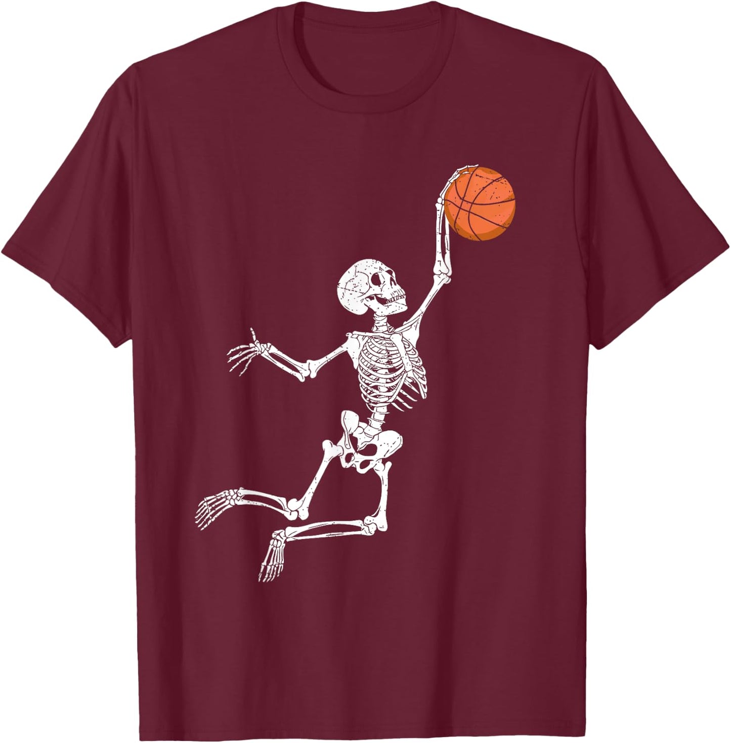Basketball Skeleton Halloween Player Catcher Boys Kids T-Shirt - T-Shirt | Maroon