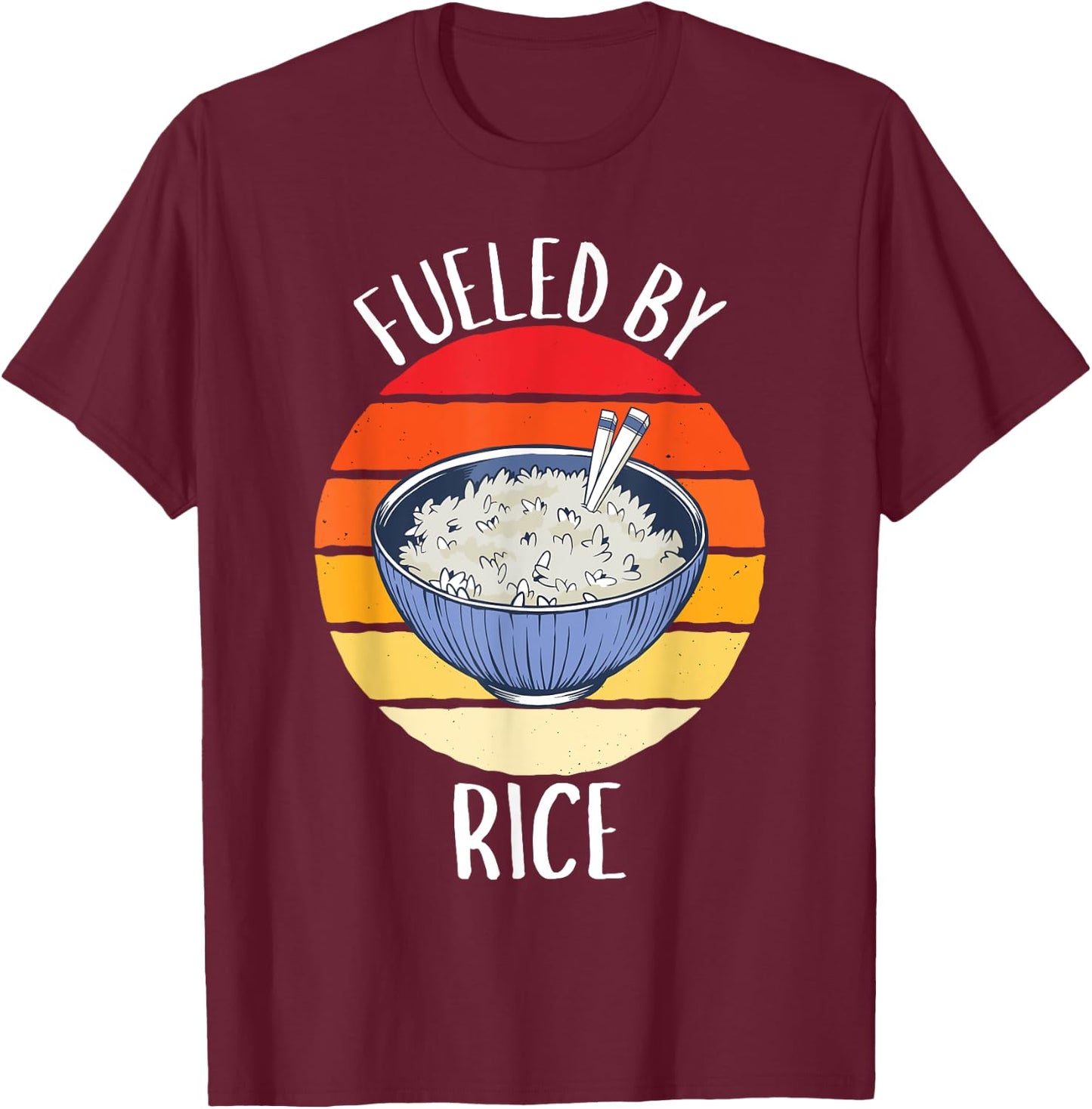 Retro Fueled By Rice Vintage Rice Lover T-Shirt - T-Shirt | Maroon