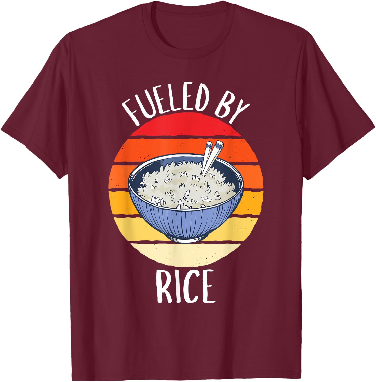 Retro Fueled By Rice Vintage Rice Lover T-Shirt - T-Shirt | Maroon