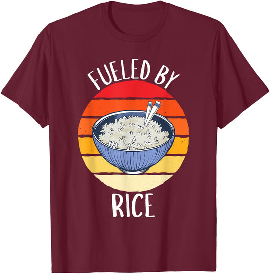Retro Fueled By Rice Vintage Rice Lover T-Shirt - T-Shirt | Maroon