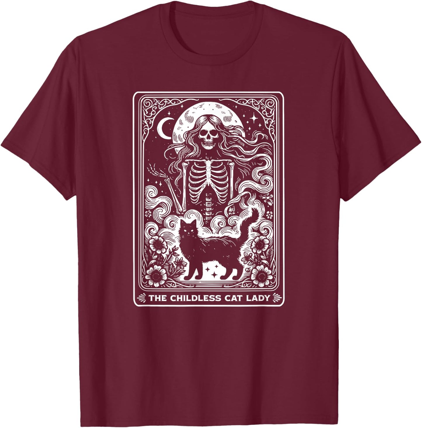The Childless Cat Ladies Tarot Card T-Shirt - T-Shirt | Maroon