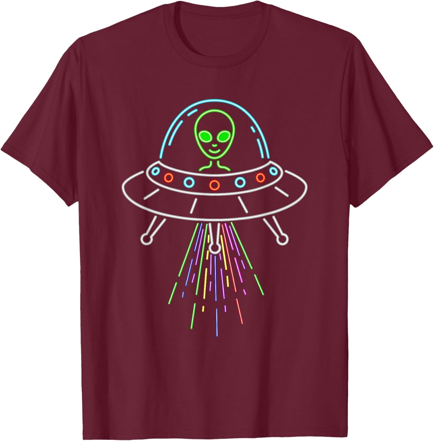 Alien Abduction UFO Alien T-Shirt - T-Shirt | Maroon