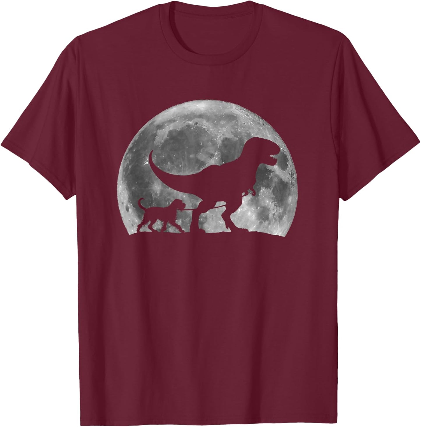 T Rex Walking a Dog Wirehaired Pointing Griffon Halloween Men Women Kids T-Shirt - T-Shirt | Maroon