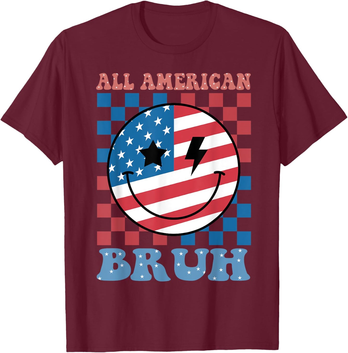 All American Bruh 4th July-Shirt USA Flag Funny Boy Toddler T-Shirt - T-Shirt | Maroon