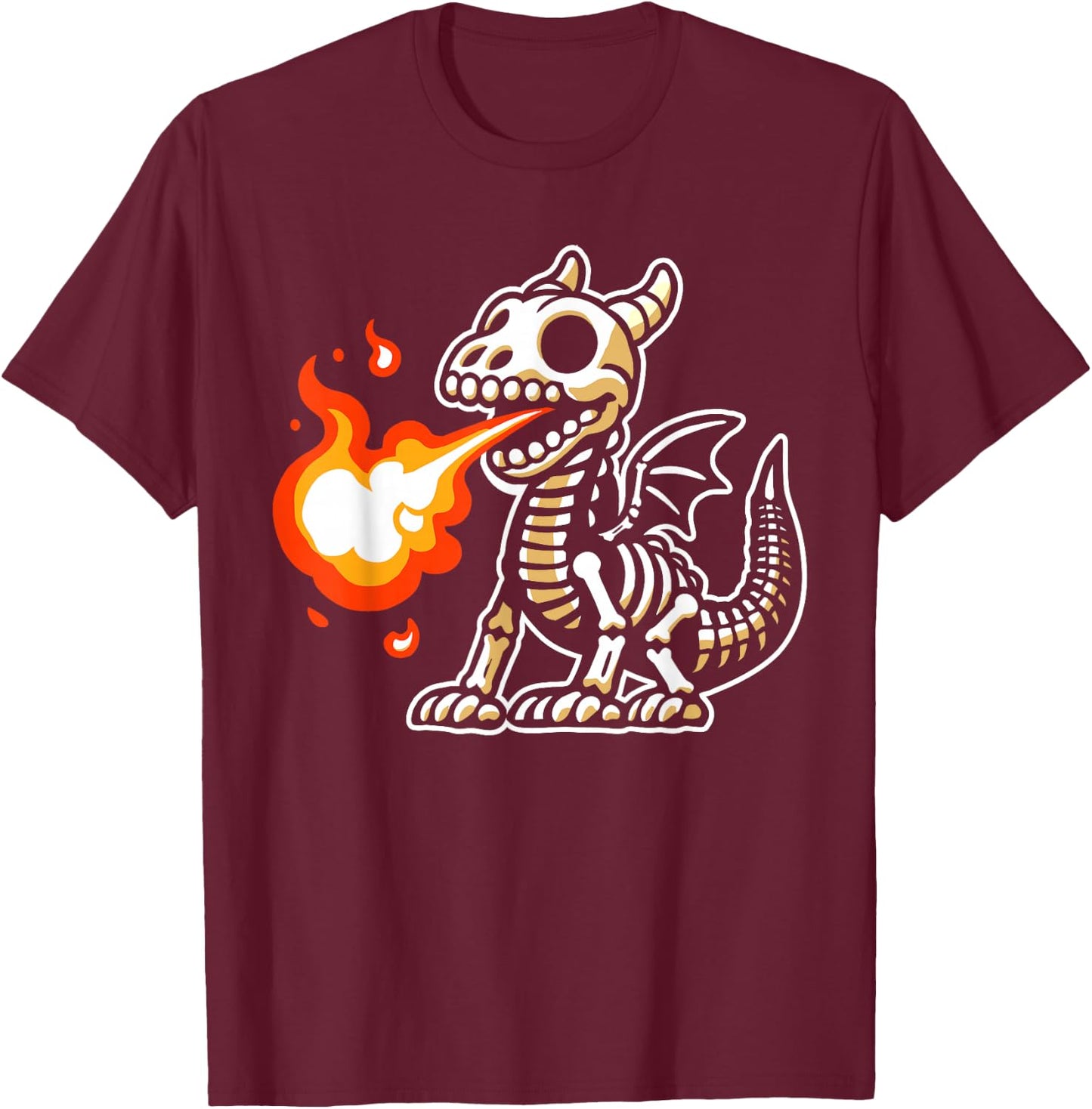 Retro Spooky Dragon Skeleton X-Ray Boys Kids T-Shirt - T-Shirt | Maroon