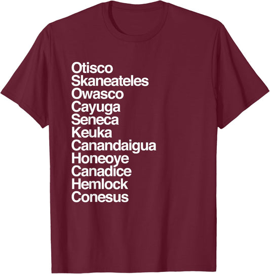 Finger Lakes NY Finger Lakes Region Cayuga Seneca Keuka T-Shirt - T-Shirt | Maroon