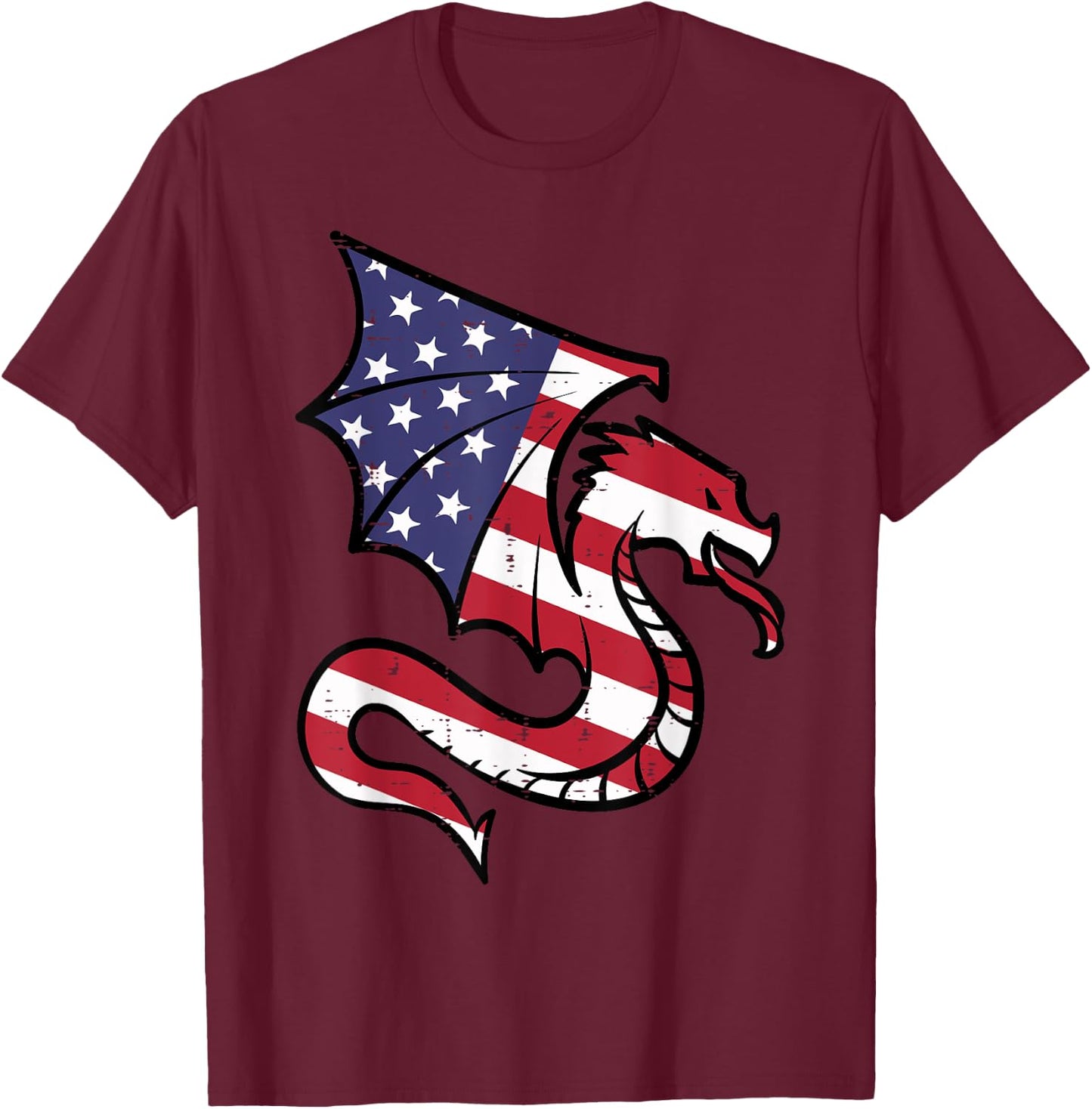 4th Of July Dragon American Flag Patriotic Men Women Kids T-Shirt - T-Shirt | Maroon