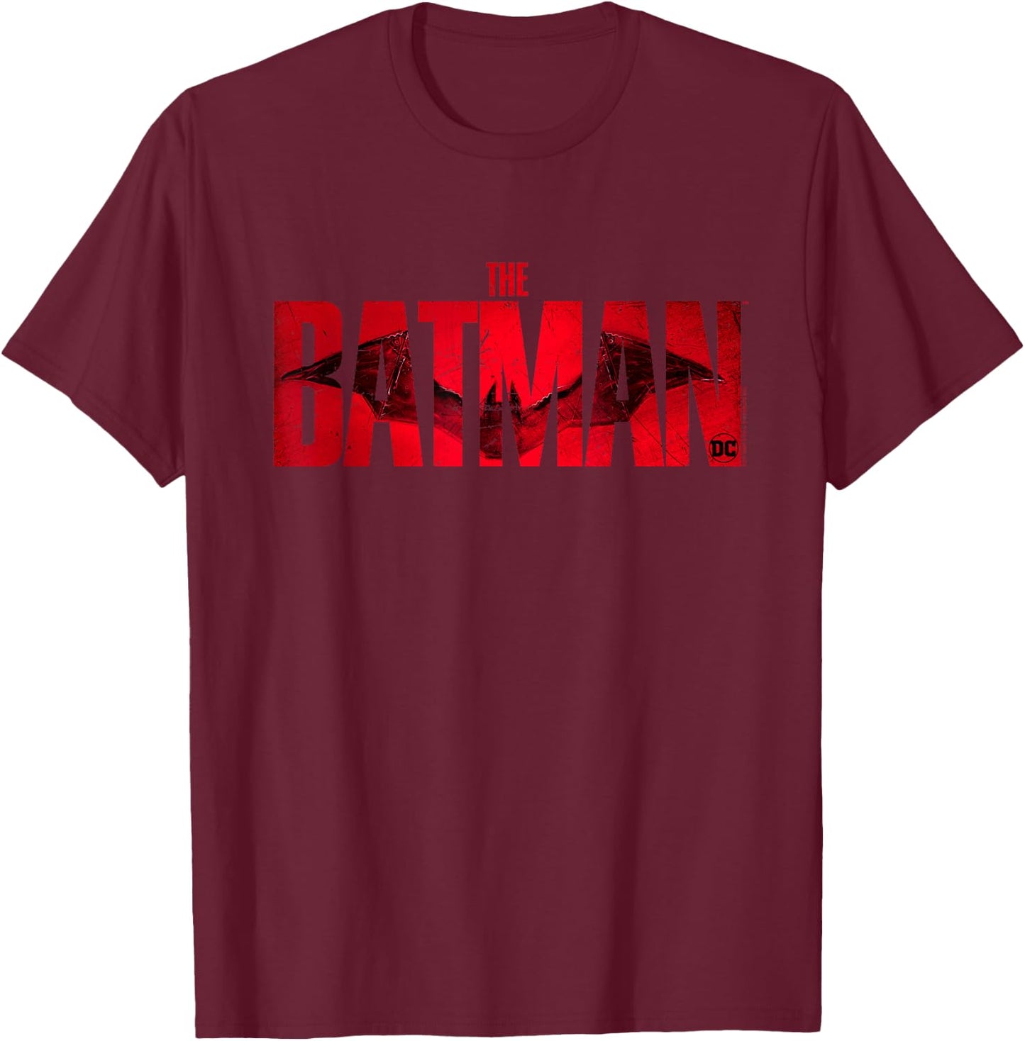 The Batman Crimson Drawn Bat Logo Small T-Shirt - T-Shirt | Maroon