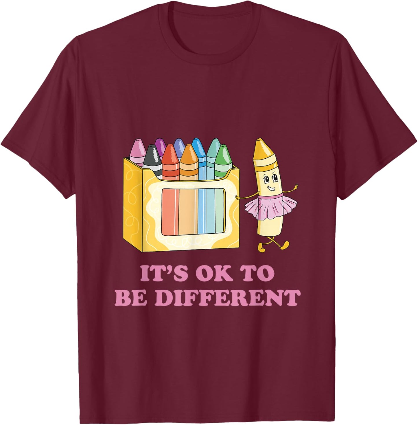 It's OK to be Different Crayons Autism Awareness Month T-Shirt - T-Shirt | Maroon