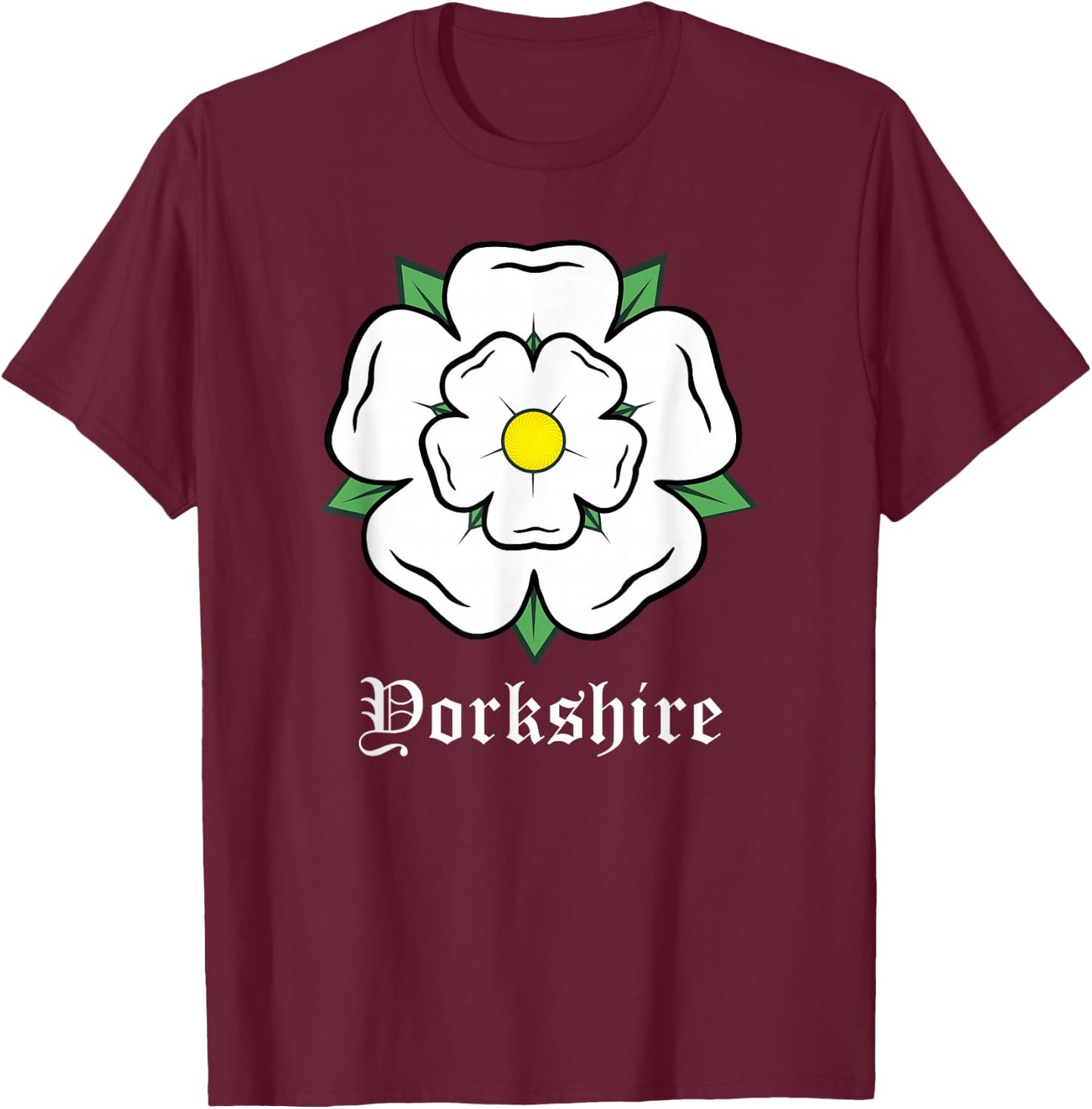 Yorkshire White Rose Symbol UK Country T-Shirt - T-Shirt | Maroon