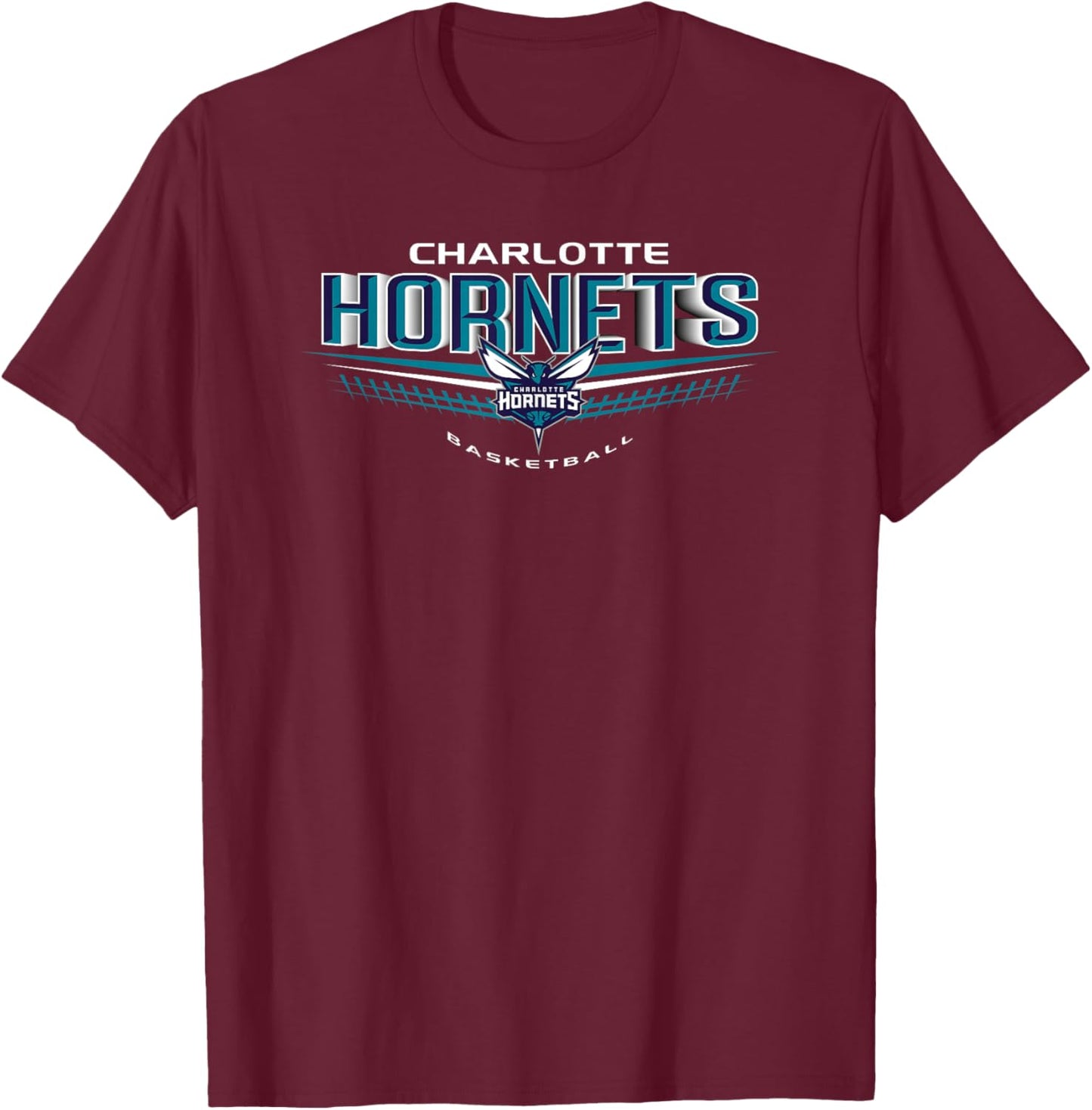 Charlotte Hornets NBA El Dorado - Black, -Adults & -Kids, Short Sleeve, Classic Fit, Polyester 100% T-Shirt - T-Shirt | Maroon