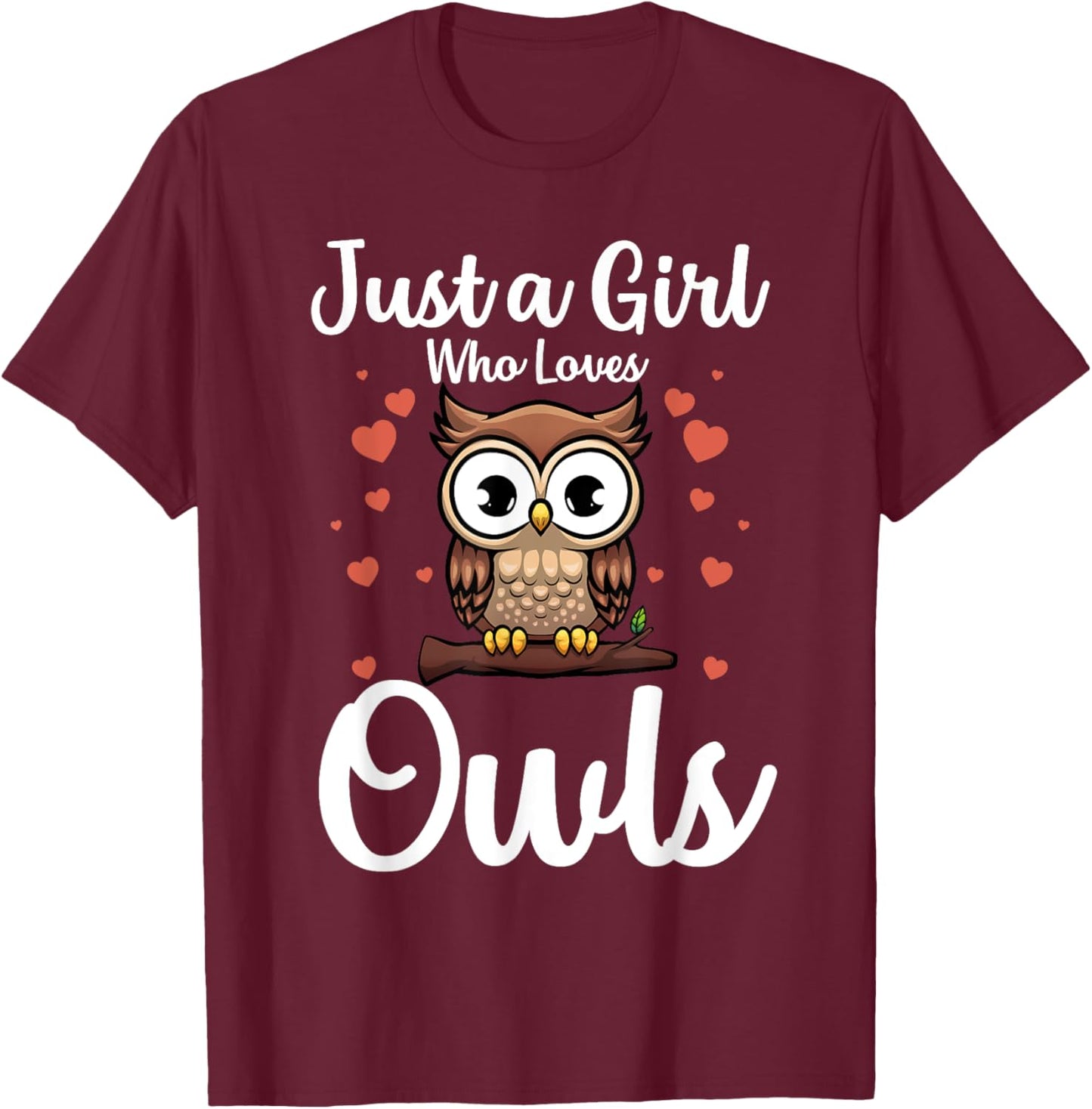 Funny Owl Themed Art Girls Kids Owl Lover T-Shirt - T-Shirt | Maroon