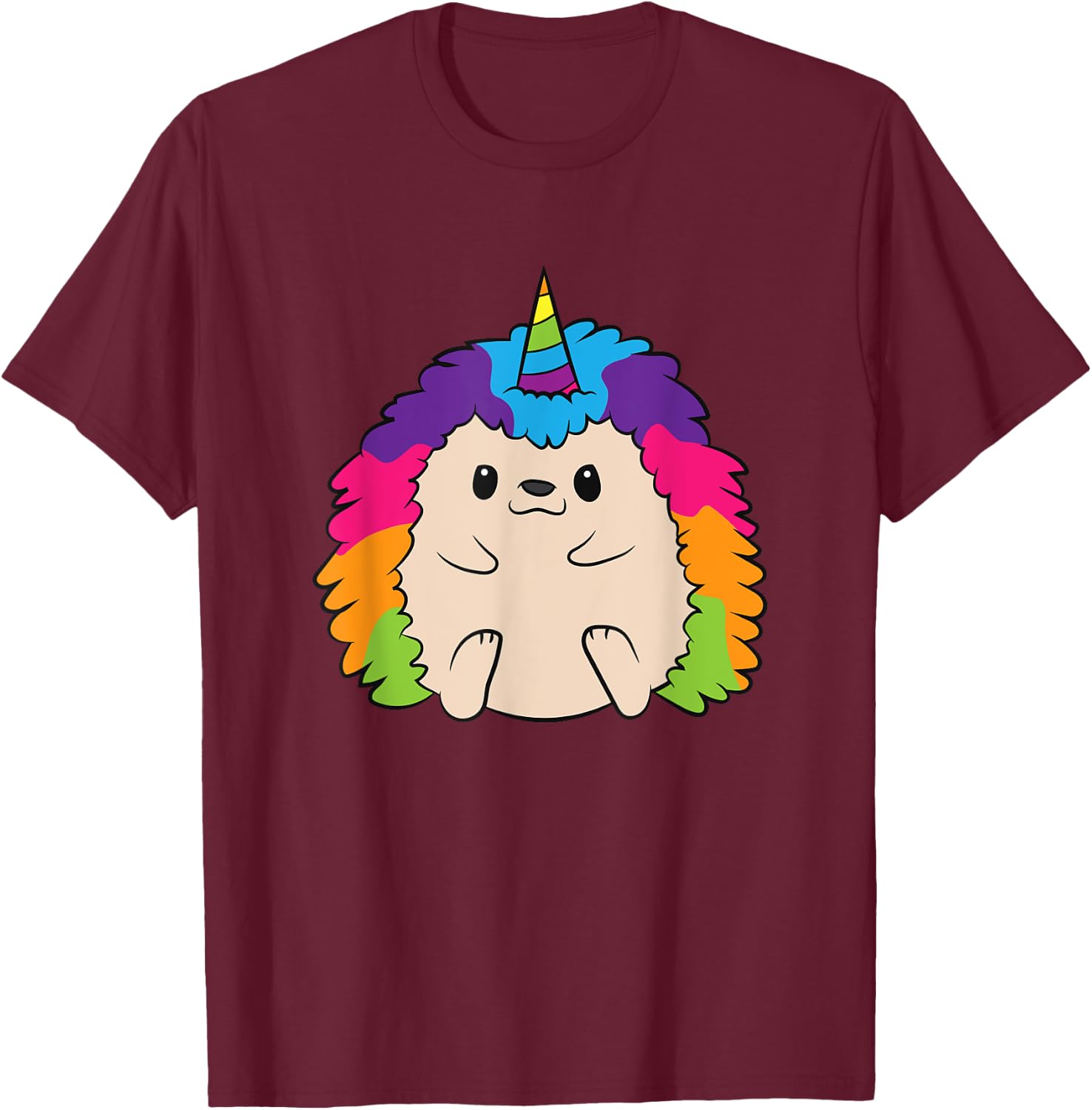 Hedgehog Unicorn Rainbow Hedgehog T-Shirt - T-Shirt | Maroon