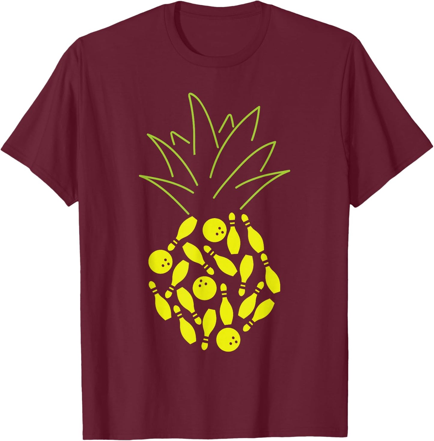 Funny Bowling Pineapple T-Shirt - T-Shirt | Maroon