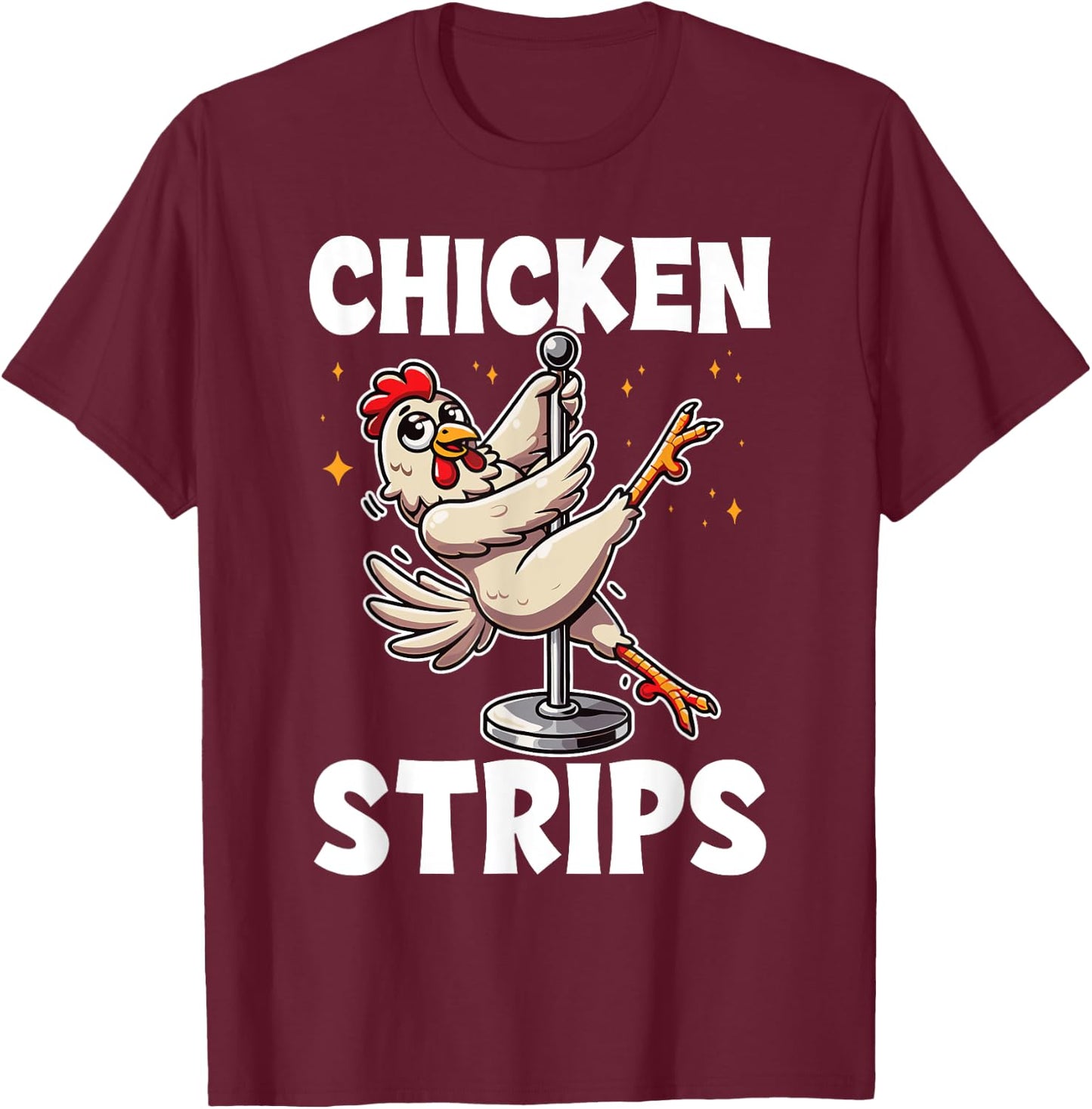 Farm Animal Humor Chicken Pole Dance Black X-Small -Adults Modern Cartoon Humor Dance T-Shirt - T-Shirt | Maroon