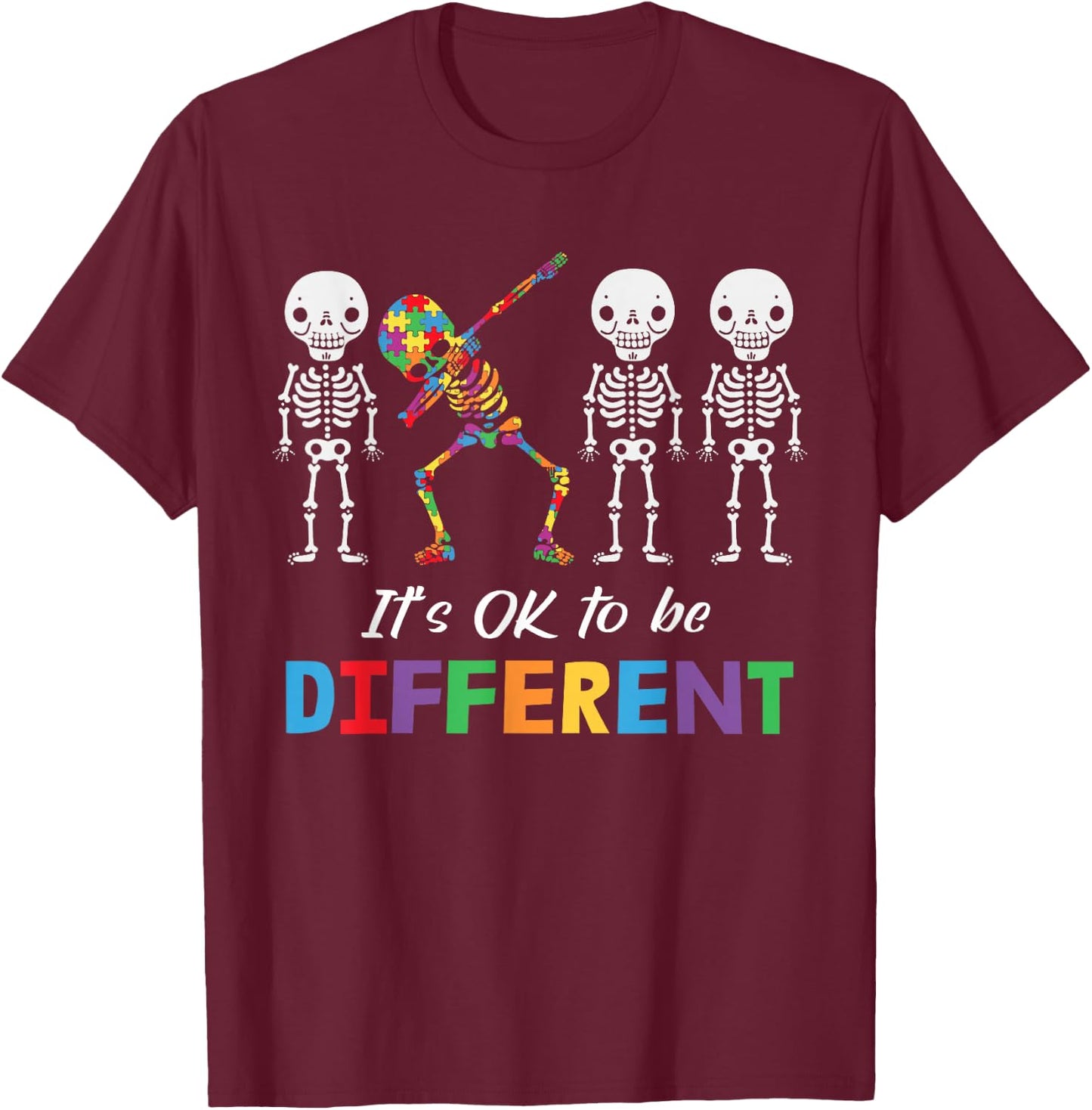 Autism Awareness Shirt Women Kid Its Ok To Be Different T-Shirt - T-Shirt | Maroon
