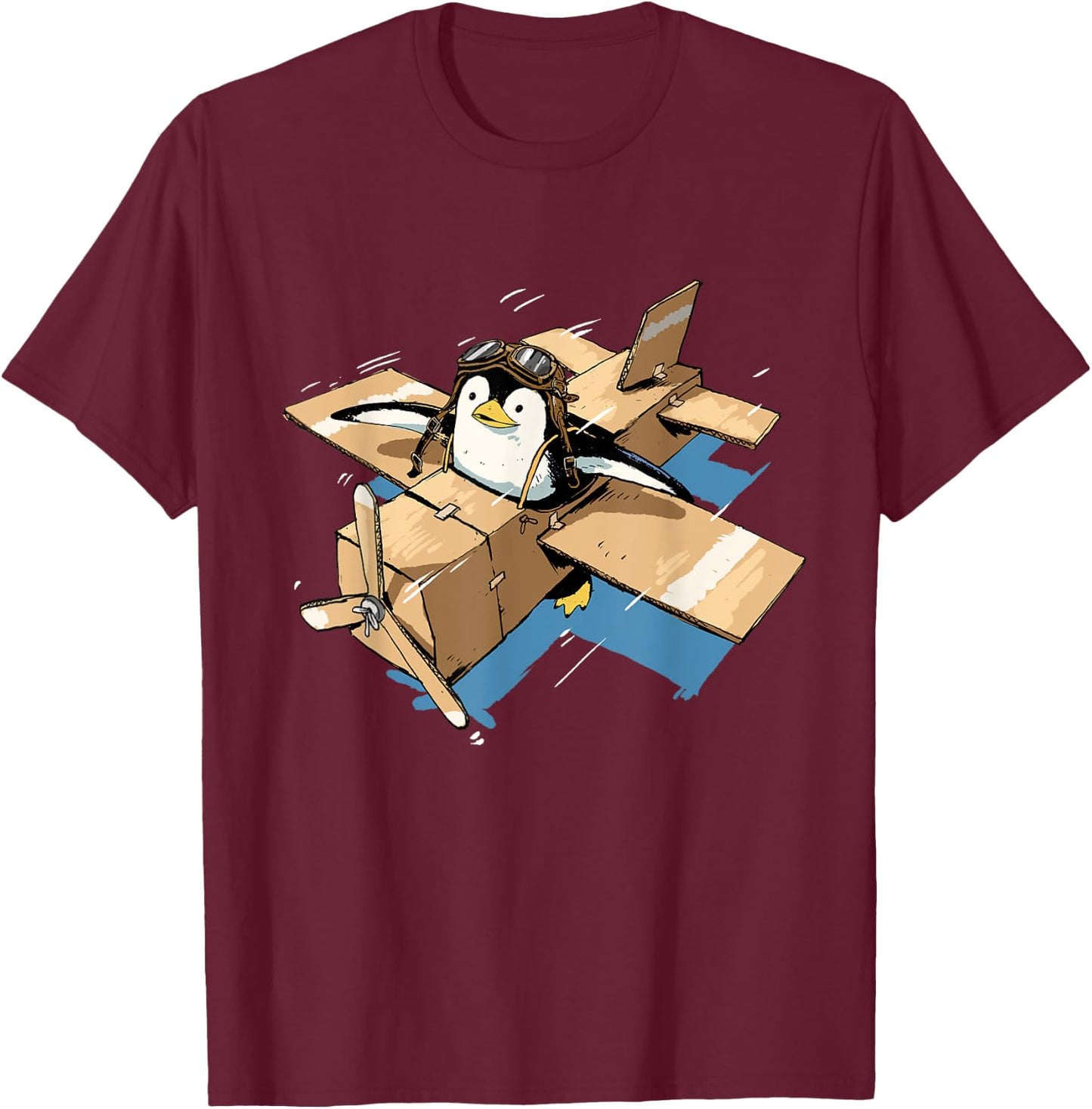 Flying Penguin Shirt Penguin Lover Penguin Airplane Pilot T-Shirt - T-Shirt | Maroon