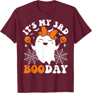 It's My 3rd Boo Day, Funny Halloween Ghost 3rd Birthday Girl T-Shirt - T-Shirt | Maroon