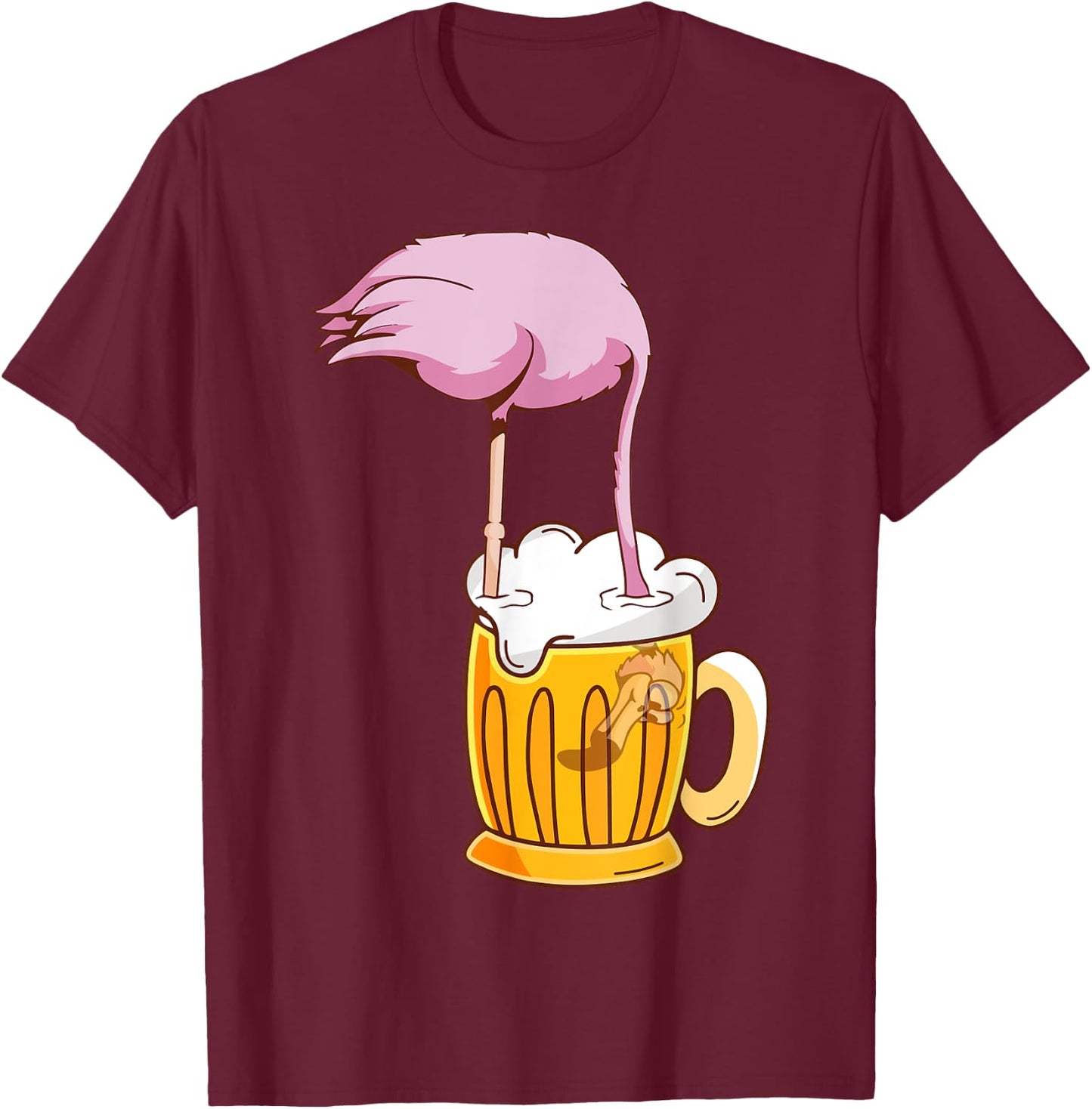 Flamingo Beer, Pink Flamingo Drink T-Shirt - T-Shirt | Maroon