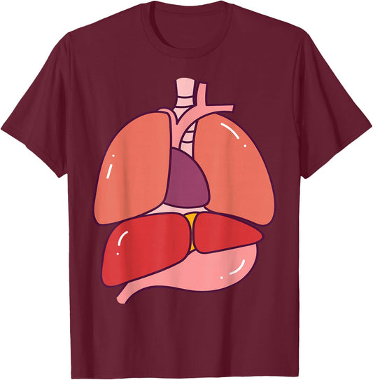 Human Body Anatomy: Illustrated Internal Organs Halloween T-Shirt - T-Shirt | Maroon