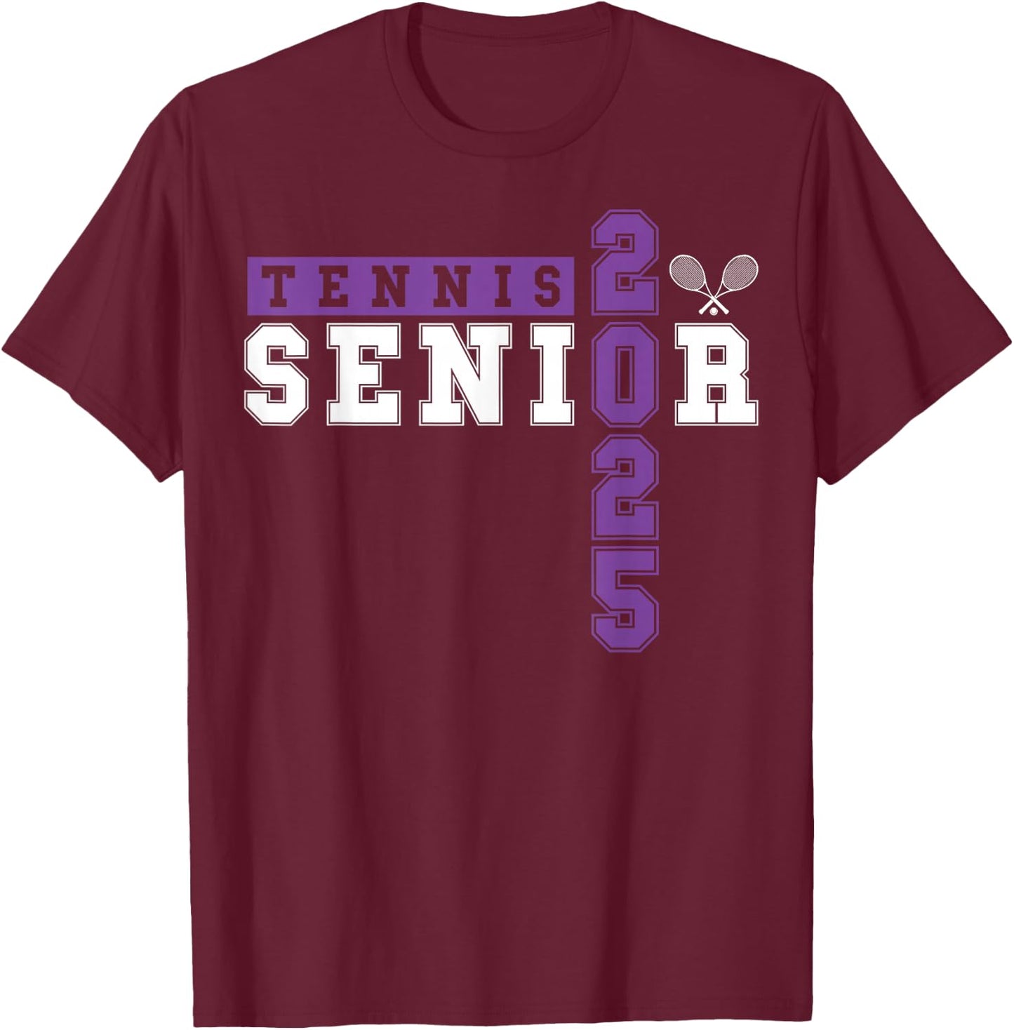 Tennis Senior Night Tennis Senior 2025 Graduation 43 T-Shirt - T-Shirt | Maroon