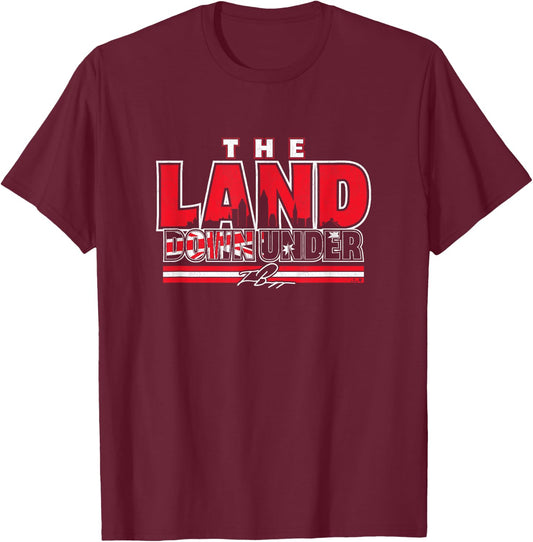 Travis Bazzana - The Land Down Under - Cleveland Baseball T-Shirt - T-Shirt | Maroon