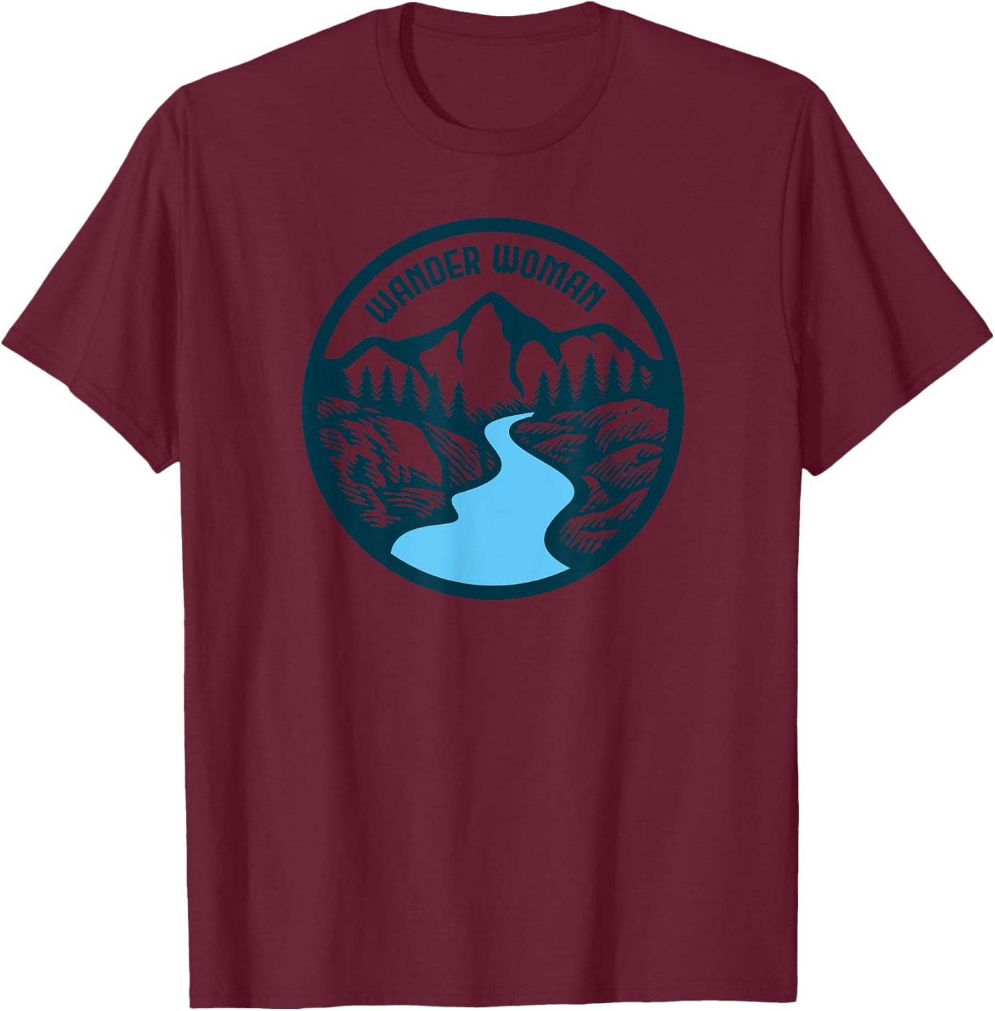 Wander Woman: Adventure is Ahead Design T-Shirt - T-Shirt | Maroon
