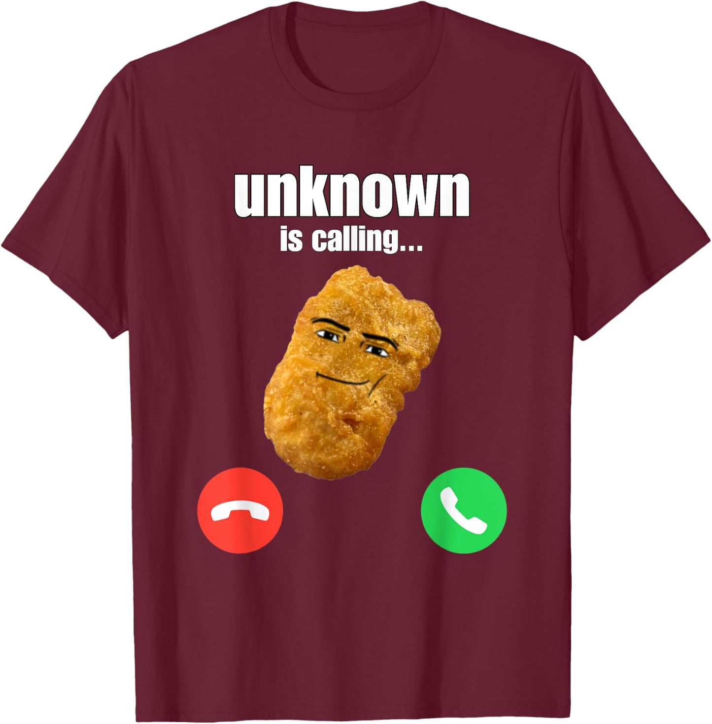 Chicken Nugget Man Face Cowboy Meme T-Shirt - T-Shirt | Maroon