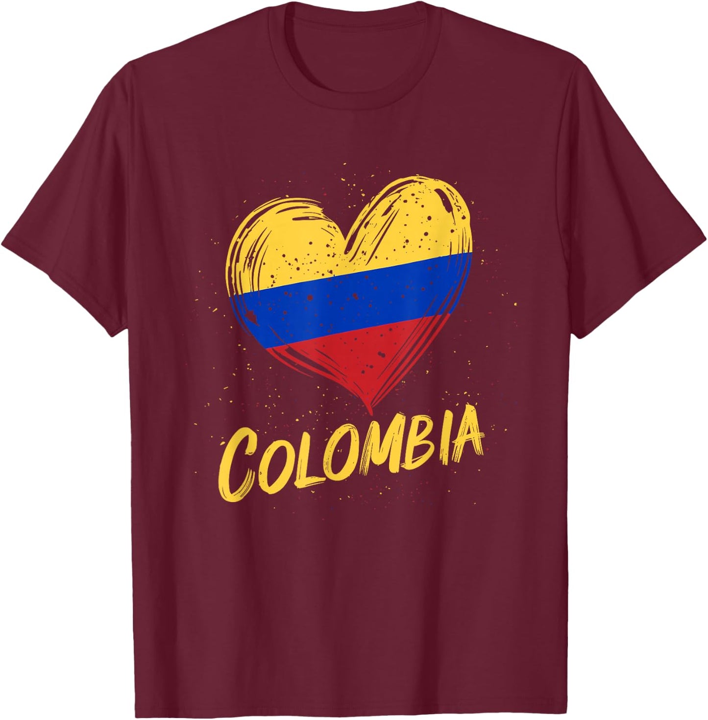 Colombia Heart Flag Colombian Pride T-Shirt - T-Shirt | Maroon