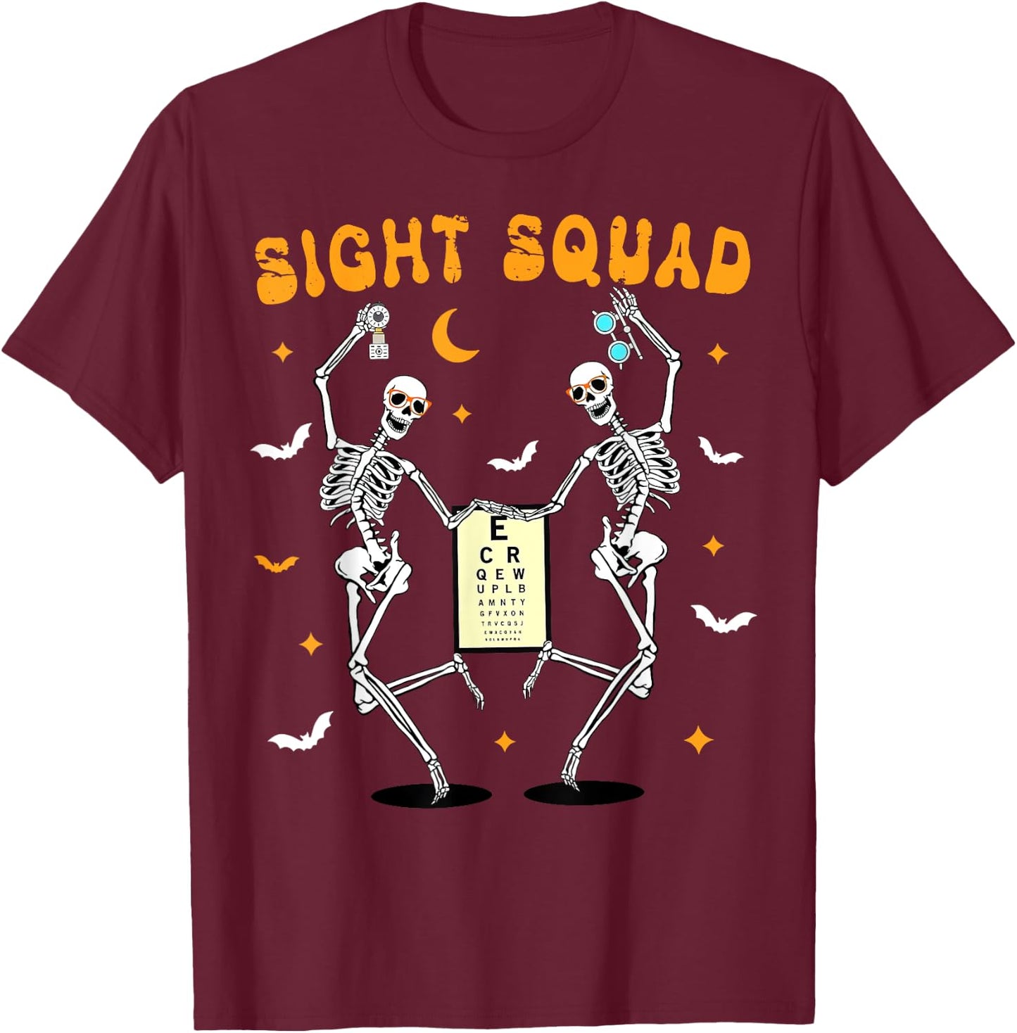 Skeleton Dancing Sight Squad Halloween Optometrist Optometry T-Shirt - T-Shirt | Maroon