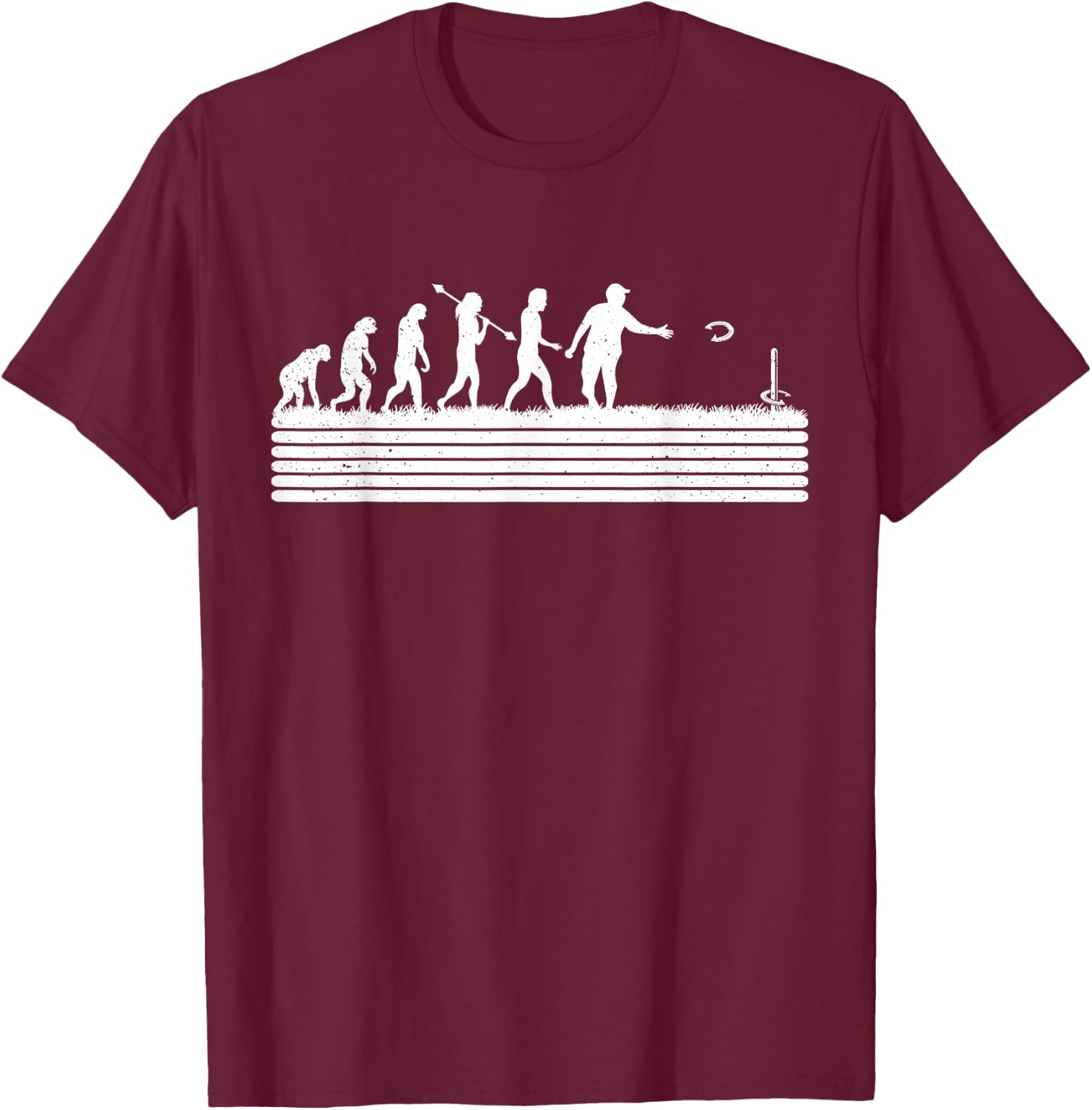 Horseshoe Pitching Evolution Funny Horseshoe Pitching T-Shirt - T-Shirt | Maroon