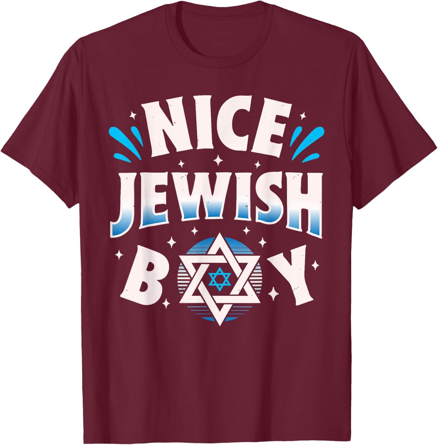Nice Jewish Boy Hanukkah Chanukah Jews Judaism Star Of David T-Shirt - T-Shirt | Maroon