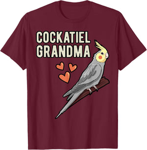 Cockatiel Grandma Parrot Owner Grandmother Cockatoo Pet Bird T-Shirt - T-Shirt | Maroon