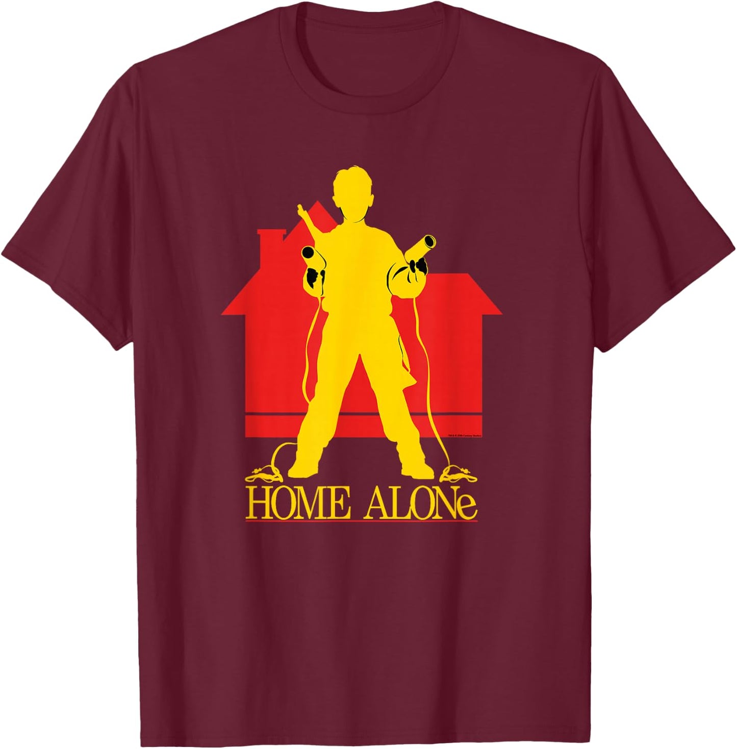 Home Alone Kevin McCallister Silhouette House Logo Retro T-Shirt - T-Shirt | Maroon