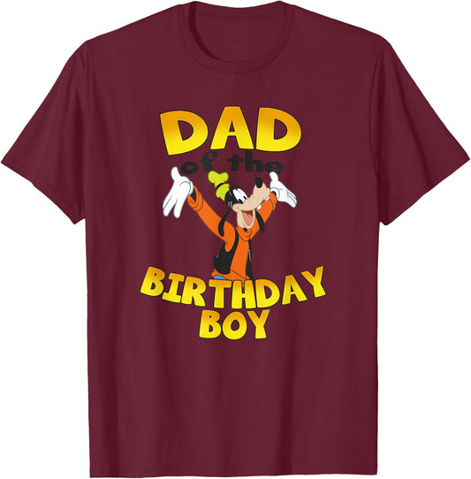 Disney Mickey & Friends Goofy Dad of The Birthday Boy T-Shirt - T-Shirt | Maroon