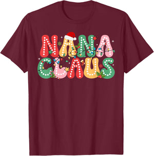 Nana Claus Christmas Lights Pajama Family Matching T-Shirt - T-Shirt | Maroon