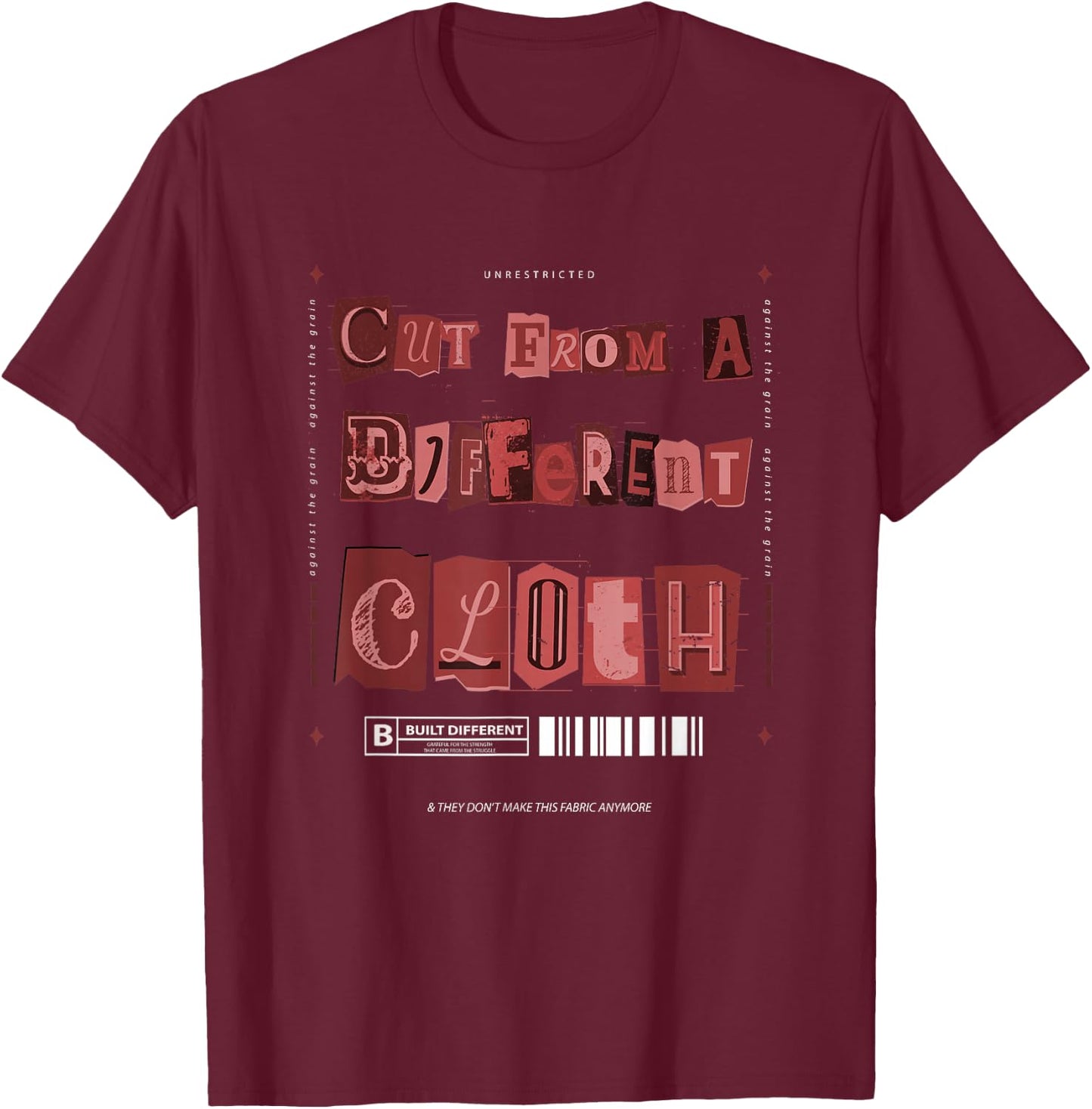 Maroon Burgundy Cut from A Different Cloth Maroon Graphic T-Shirt - T-Shirt | Maroon