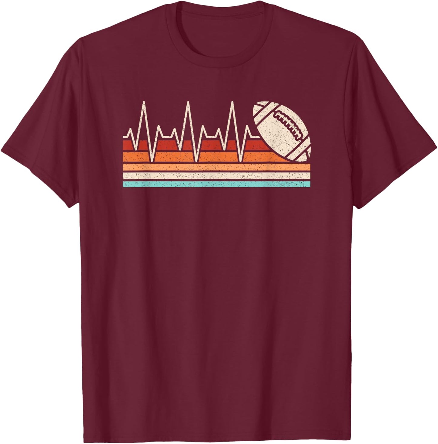 Retro American Football Heartbeat Men Boys Kids T-Shirt - T-Shirt | Maroon