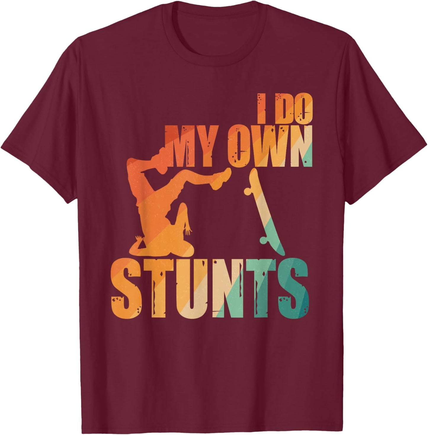 Skateboard Art Women Kids Skateboard Skateboarding T-Shirt - T-Shirt | Maroon